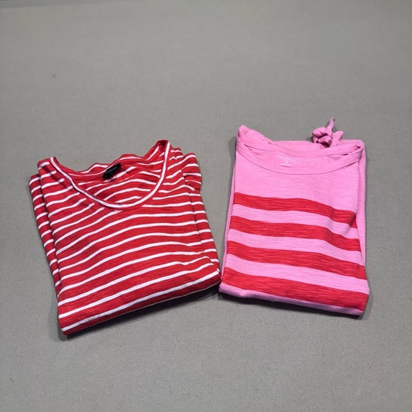 Talbots Vibrant Red and Pink Striped Tops Bundle- like new - Picture 1 of 10